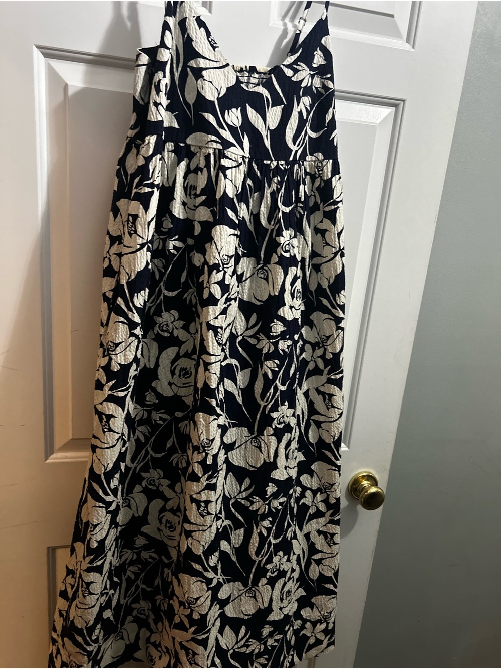 Navy and Cream Floral Maxi Skirt - Women with pockets